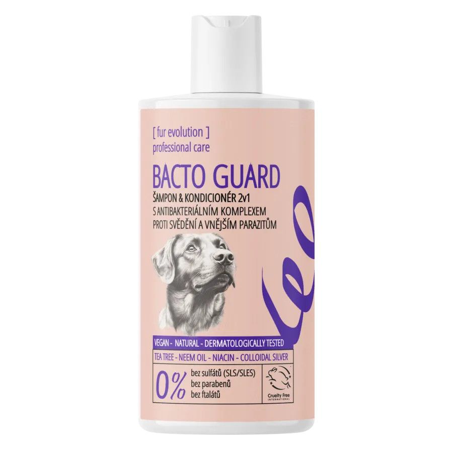 Fur Evolution Bacto Guard šampon a kondicionér 2v1 proti podráždění, svědění a vnějším parazitům s antibakteriální přísadou 300 ml