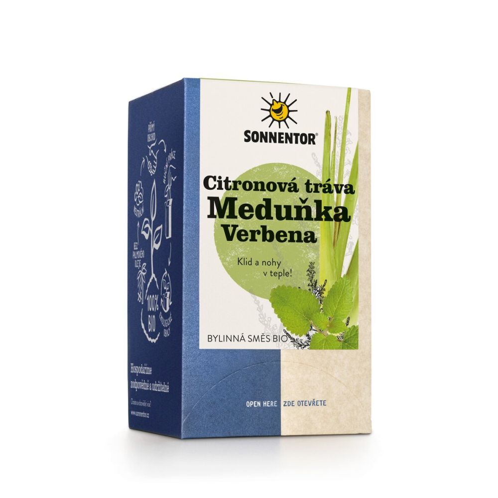 Sonnentor Citronová tráva – meduňka – verbena porcovaný dvoukomorový 21,6 g