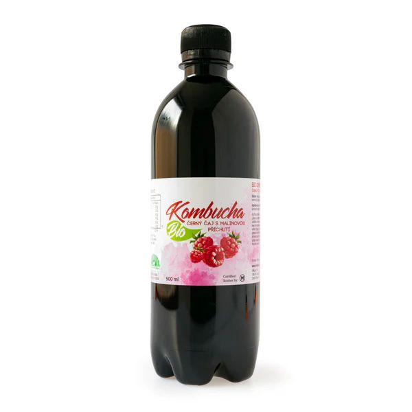 E-shop Stevikom Kombucha černý čaj s malinovou příchutí 500 ml BIO