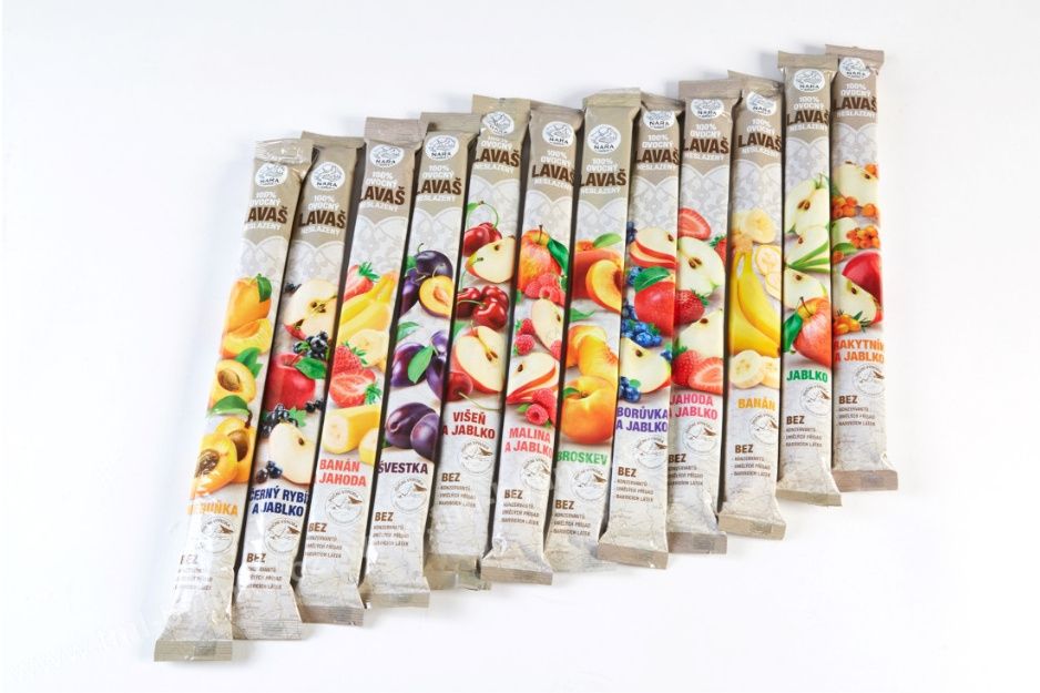 Nara-Natur Nara-Natur Osvěžující ovocné trubičky (Lavaš) OSTRUŽINA+JABLKO bez cukru 140g