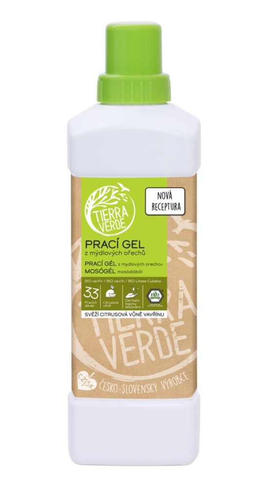 E-shop Prací gel z mýdlových ořechů s BIO silicí vavřínu kubébového Tierra Verde (lahev 1 l)