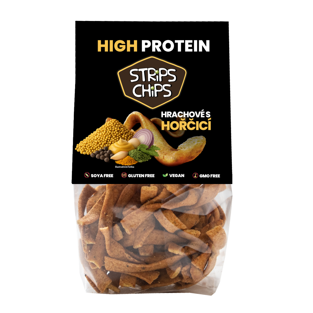 Strips Chips High Protein – Hrachové s hořčicí 80 g