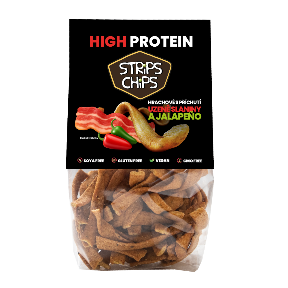 Strips Chips High Protein – Uzená slanina a jalapeños 80 g